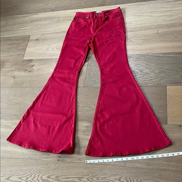 Shyanne Red Flare Bell Bottoms Denim Jeans Hippie Western Country Women's 30 - Picture 8 of 15